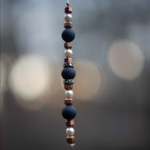 Navy Blue and Bronze Purse Charm